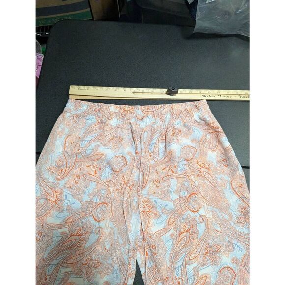 Talbots White Orange Coral Paisley Printed Elastic Drawstring Waist Pants Women' - Picture 5 of 6